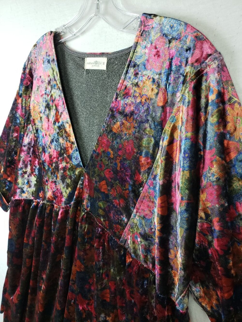 Natural Life Velvet Tunic Dress Empire Waist Abstract Floral Colorful size M - Picture 5 of 9